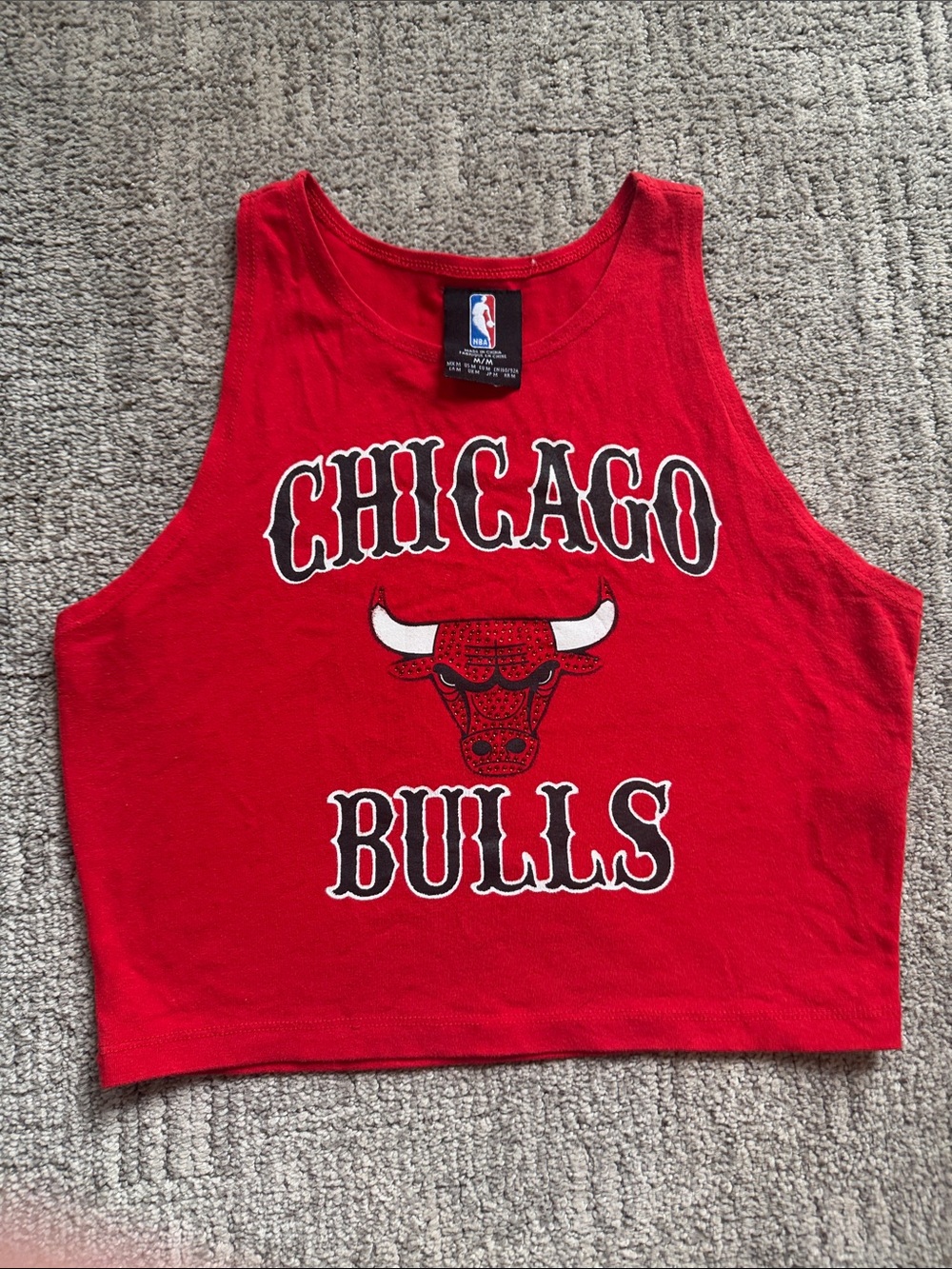 NBA Chicago Bulls Red Crop Tank with Bull Logo